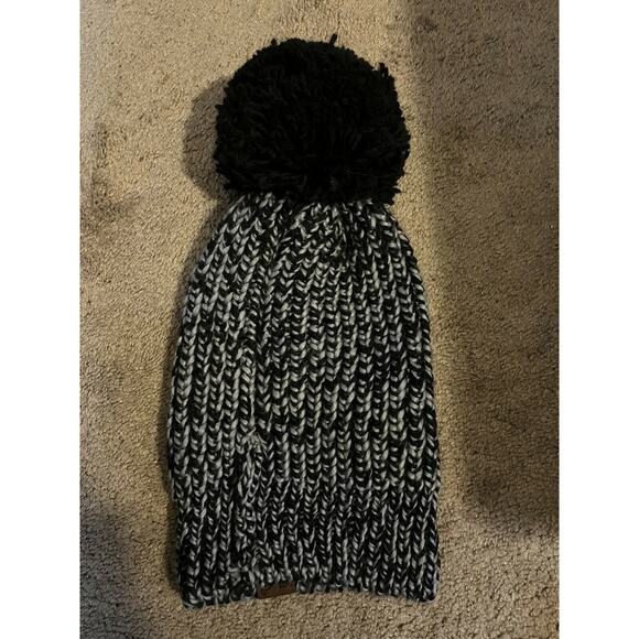 C.C Beanie Thick Cable Knit Pom Fleece Lined Skull Cuffed Cap - Picture 2 of 2